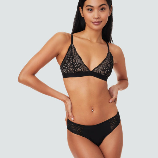 Lace Triangle Bralette Black