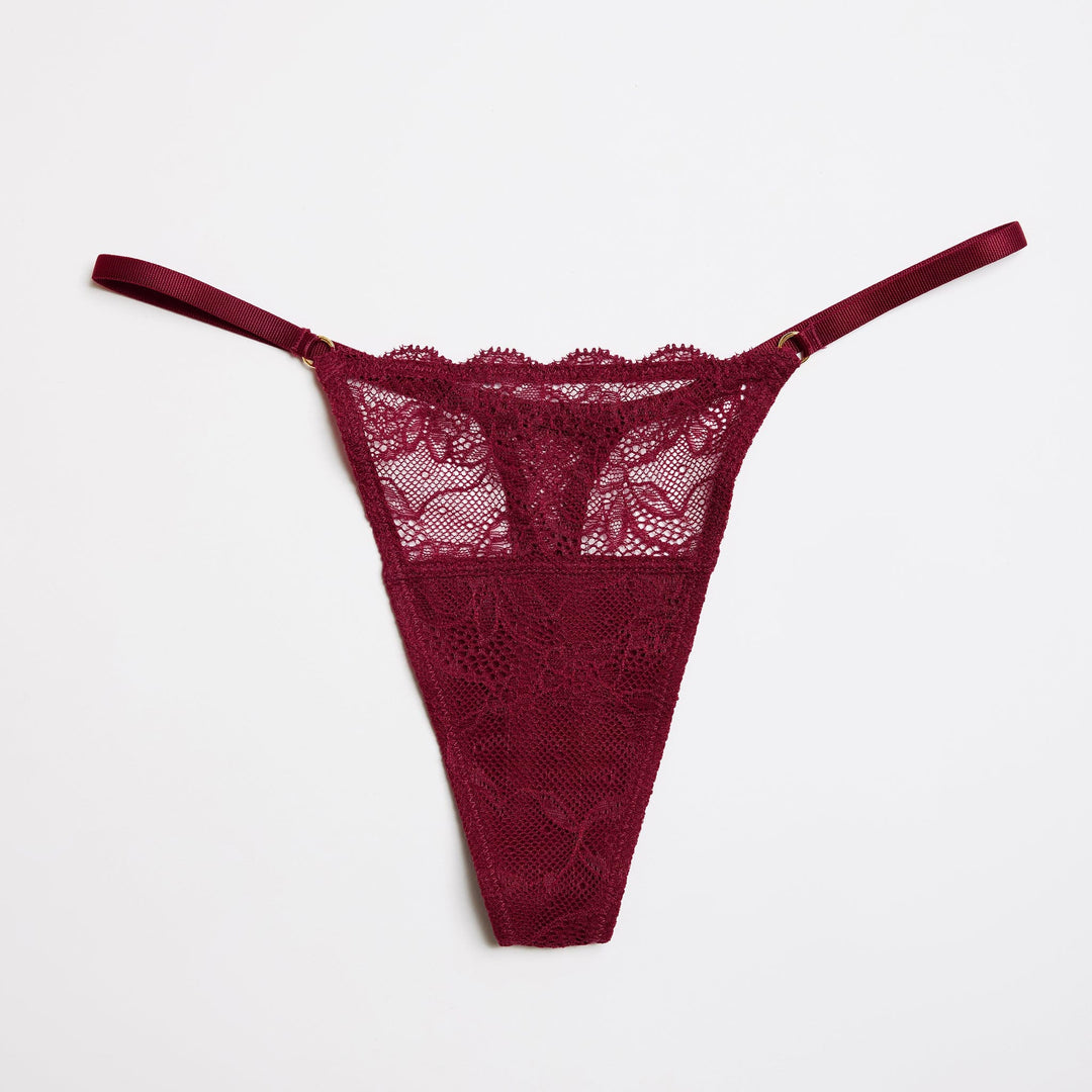 Lace String Thong Black Cherry