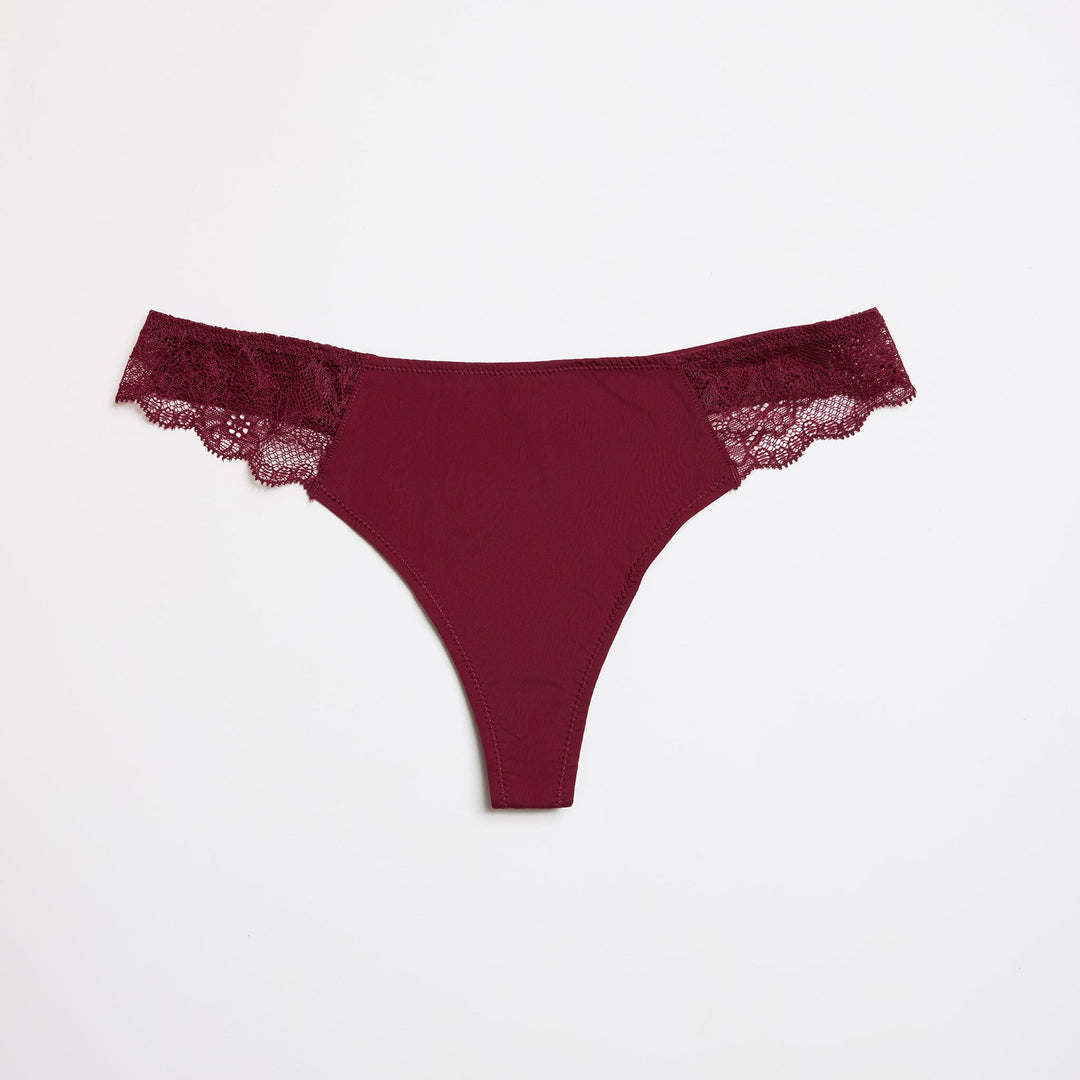 Smooth Lace Thong Black Cherry