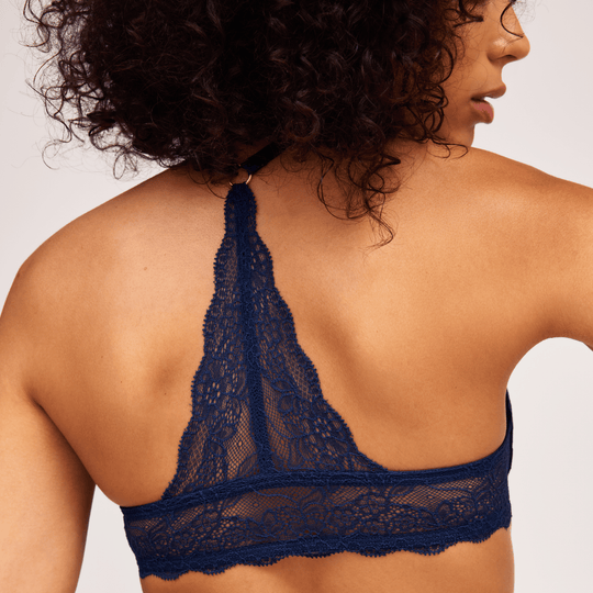 Lace Racerback Lift Up Bra Navy